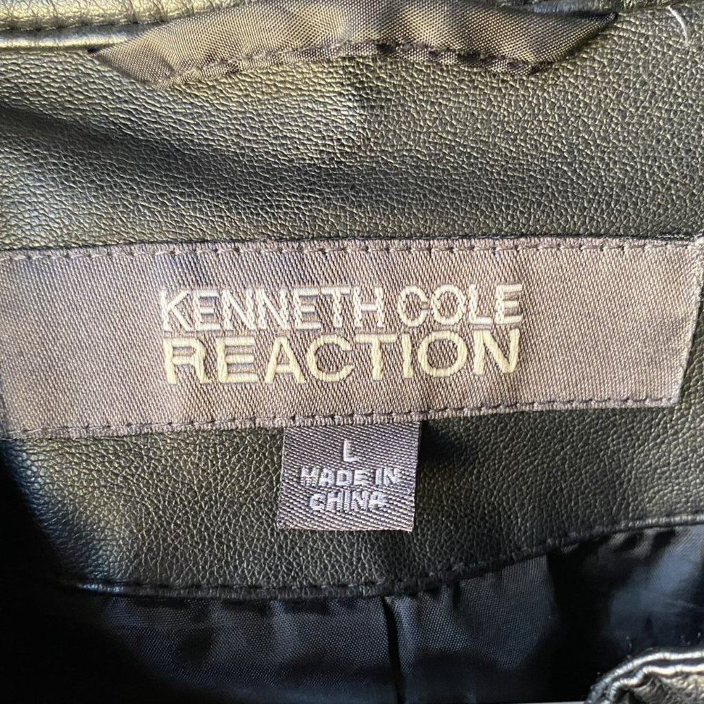 Kenneth Cole Reaction Black Faux Leather Jacket Size L - Picture 8 of 8